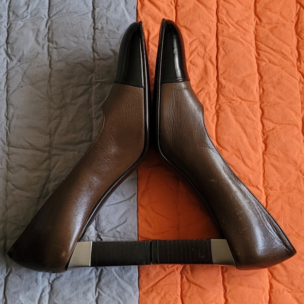 Brown Chanel Square-Toe Leather Pumps - Picture 6 of 6